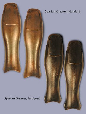 Brass-Plated Greek Greaves with Leather Straps