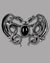 Small image #1 for Twin Dragons Pewter Belt Buckle with Antiqued Finish and Black  Swarovski Crystal