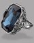 Small image #1 for Beautiful, Lion-head Pewter Ring with Huge Montana-Blue Swarovski Crystal
