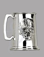 Gilded Pewter Skull Tankard or Flask