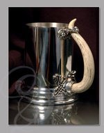 Gilded Pewter Viking Tankard with Horn Handle