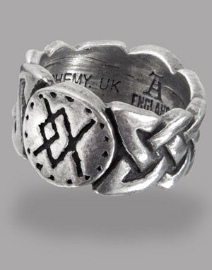 Pewter Viking Ring with Norse Bindrunes