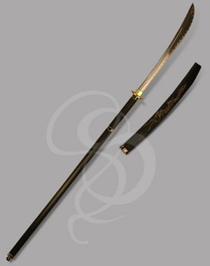 Black Naginata with Stainless Steel Blade