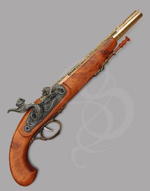 Engraved 18th Century French Dueling Pistol with Brass Hardware