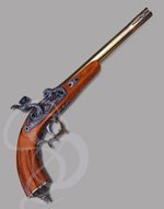 Engraved 19th Century Italian Dueling Pistol with Brass and Iron Hardware