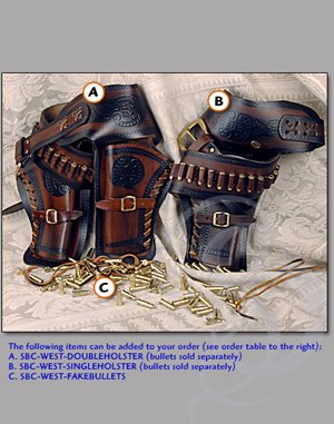 Leather Old West Double Holster Belt for Replica Pistols