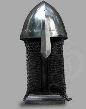 Norman Helmet with Chain Mail Aventail and Nose Piece