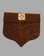 Suede Belt-Pouch with Leather Straps and Bone Clasp