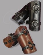 Adjustable Leather Bracers with Large Sewn Rings