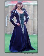 Satin-Lined, Cotton-Velveteen Gown with Reversible Inset