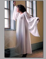 Full-Length Silk Chemise with Flowing Sleeves