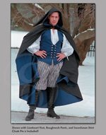 Reversible Hooded Twill Cloak with Free Cloak Pin