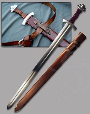 Battle-Ready Sword with Beautifully Crafted Scabbard and Belt