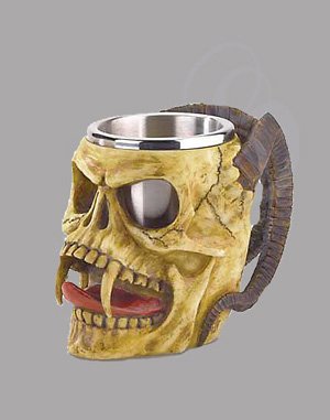 Skull Tankard with Steel Cup