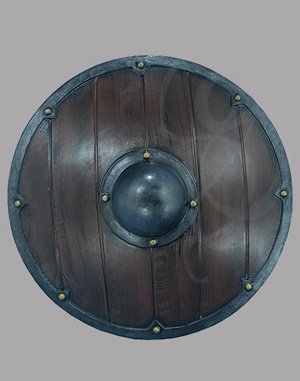 Viking-Style Foam Wood Design Shield with Solid Grip,  27 Inch Diameter