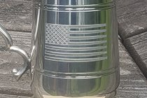 AMERICAN FLAG ON A PEWTER MUG