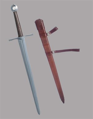 Norman Sword with Molded Leather Scabbard with Belt Hangers