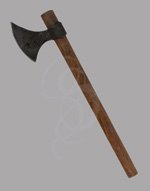 Single Handed Viking Axe with Carbon Steel Head and Extended Upper Horn