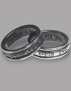 Dual Pewter Rings of Angels and Demons