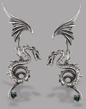 Free-swinging Dragons Earrings with Swarvoski Crystals