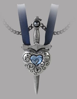 His and Hers Matching Pendants with Heart and Sword
