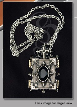Image Crypt Gothic Locket - Gothic Pewter Locket Pendant with Cemetary Styling