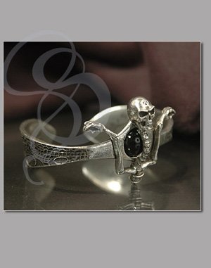 Immortal Remains Pewter Bracelet with Skull and Bones