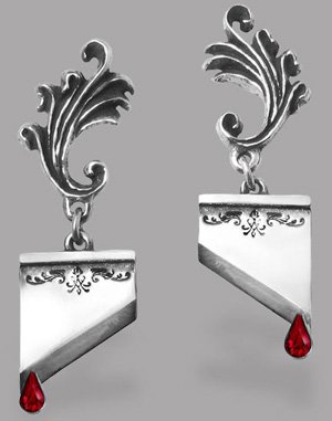 French Justice Earrings with Swarvoski Crystal Blood Drops