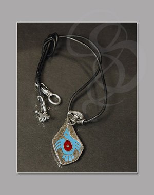 Enameled Pewter Firebird Pendant of the Mayans