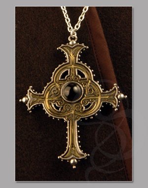 Oversized, Ornate, Two-Tone, Brass and Pewter Crucifix