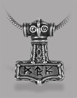 Thor's Hammer Pendant Etched with Bindrunes