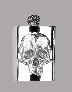 Gilded Pewter Skull Flask