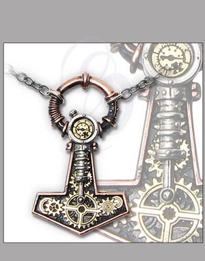 Steampunk - Thor's  Skullhammer Amulet and Chain