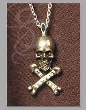 Pewter Skull and Crossbones Pendant and Chain