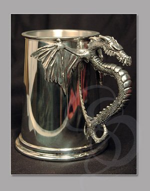 Handmade Pewter Tankard with Dragon Grip