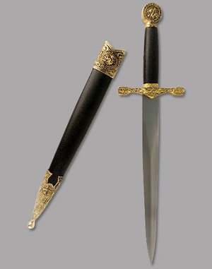 Excalibur Dagger Dagger with Antique Gold Finish Guard