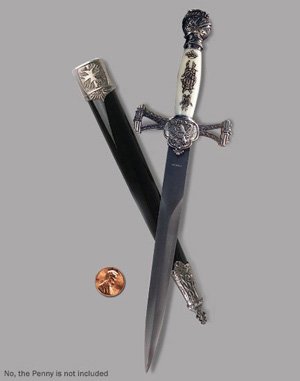 Decorative Templar Knight's Dagger with White Grip