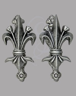 Pewter or Bronze Fleur de Lis Wall Hangers for Swords, Daggers, and Pistols