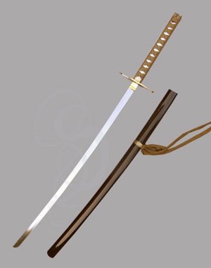 Katana with Rayskin Handle and black scabbard.