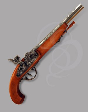 Engraved 18th Century French Dueling Pistol with Iron Hardware