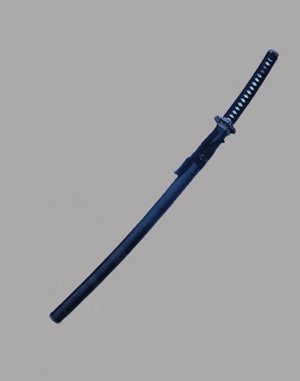 Katana with Black Scabbard and Crane Tsuba