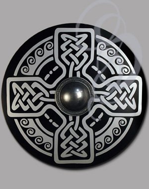 Celtic Shield with Metal Boss and Wooden Grip (for Display Only)