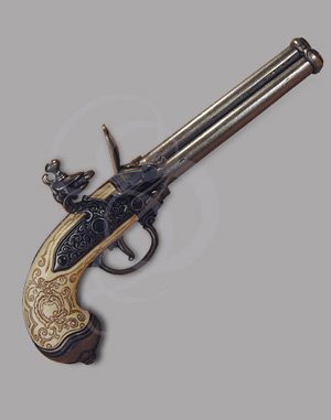 Non-Firing Tripple Barrel Italian Style Flintlock with Faux Ivory Stock