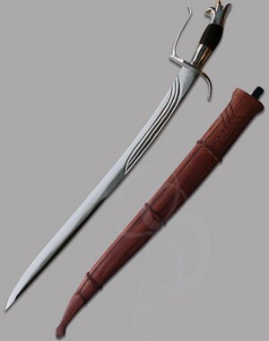 Dundarei- Premium Swept Blade Saber with Carved Wooden Sheath