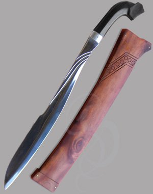 Moulner Falcatus Premium Double Curved Short Sword with Carved Wooden Sheath