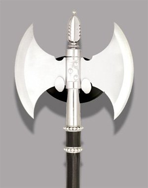 Crescent Moon - Fantasy Stainless Steel Double Balded Battle Axe with Wire Wrapped Handle