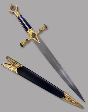 Decorative Masonic Short Sword with Blue or Red Velvet Grip