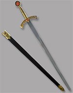 Gilded Templar Sword with Knight's Templar Sigil and Scabbard