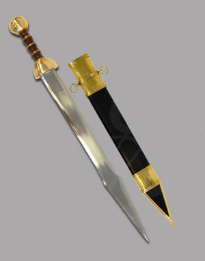 Roman Gladius with Contoured Blade and Brass Pommel