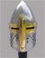 Small image #1 for Miniature Medieval Crusader Helmet with Cross Shaped Brass Face Accent